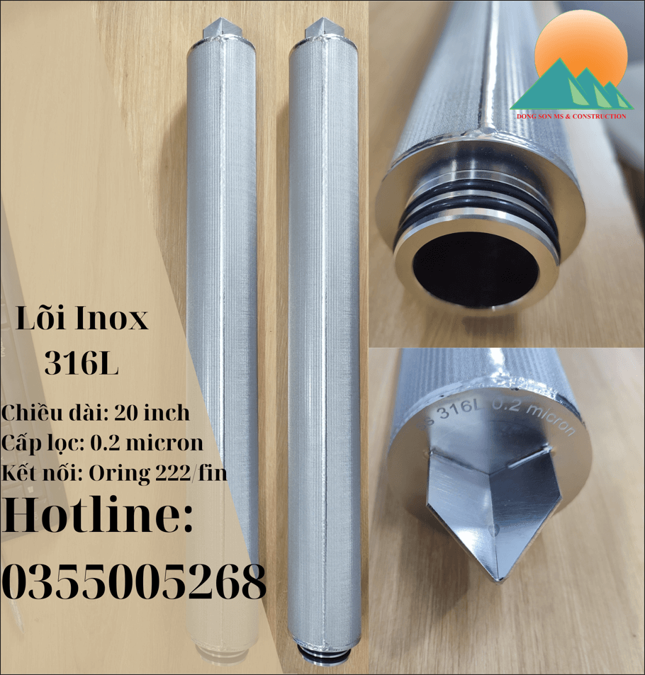 Lõi lọc inox 316L 20 inch 0.2micron