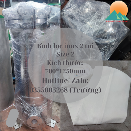Bình lọc Inox 2 túi size 2