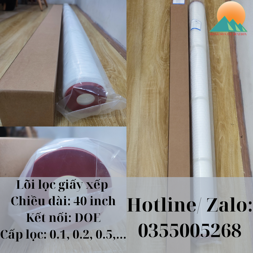 Lõi lọc giấy xếp 40 inch DOE
