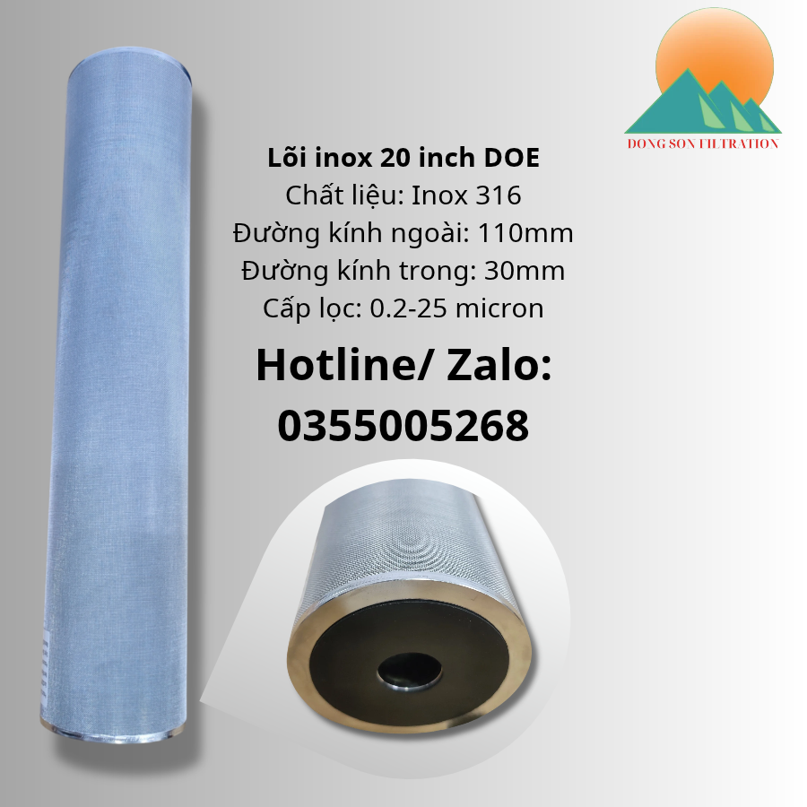 Lõi inox 20 inch DOE dạng Bigblue